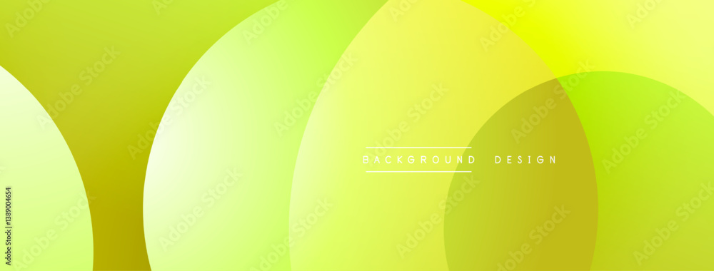 Poster Bright yellow background with overlapping circles. Smooth gradients create depth. Minimalist design for modern aesthetic. Clean, simple composition.