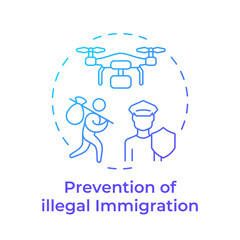 Prevention of illegal immigration blue gradient concept icon. Movement across borders. Goal of IBM. Round shape line illustration. Abstract idea. Graphic design. Easy to use in promotional material