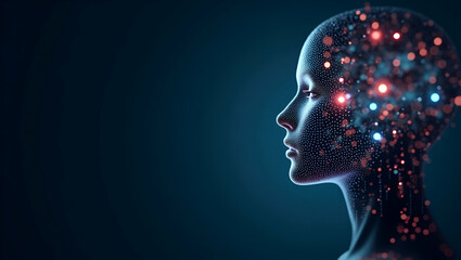 Obraz premium Elegant Visual Narrative: Self-Learning AI Technologies Evolving Through Iterative Feedback & Adaptive Algorithms in Photo Stock Concept with Left Space