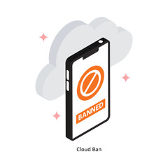 Cloud Ban Concept Isometric Style Illustrations. Eps 10 File