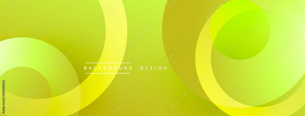 Aufkleber Bright yellow, green gradient. Overlapping circles create dynamic, modern design. Smooth transitions, abstract shapes. Minimalist aesthetic.