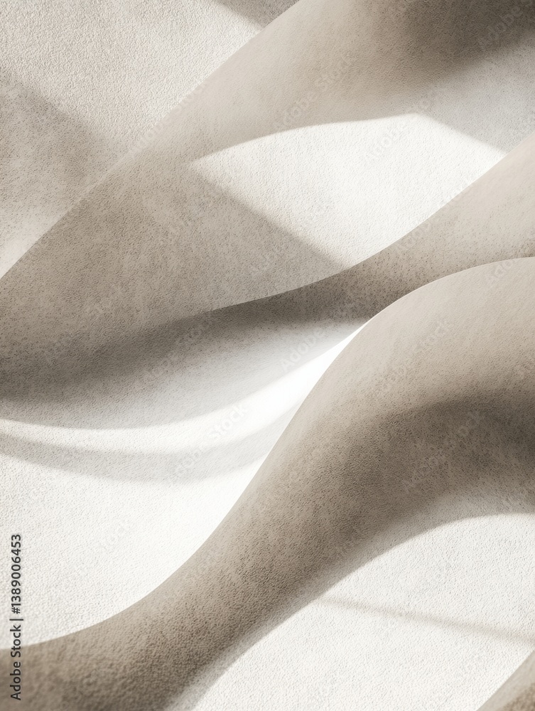 Poster Structured minimalistic pattern with abstract layered shadows creating a sense of depth in neutral tones during daylight