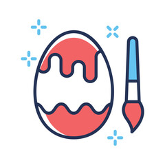 A handy flat outline style icon depicting egg painting