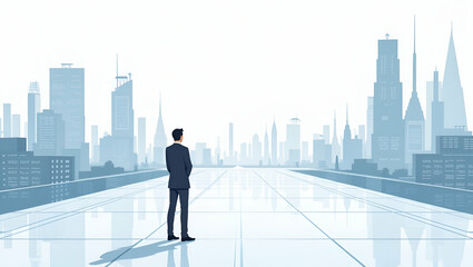 Flat Wallpaper artwork depicting the future of automation integrated with vast empty space and sophisticated digital visuals that convey next generation industrial automation and smart technology inno