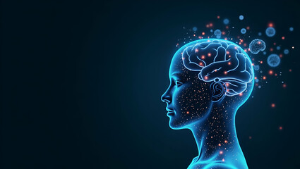 Obraz premium Refined Adaptive AI: Real-Time Learning Adjustments & Dynamic Algorithm Modulation for Futuristic Visuals in Photo Stock Concept with Left-Side Empty Space