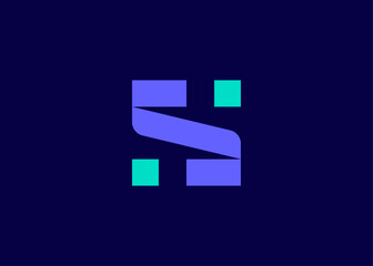 S letter logo for technology brand