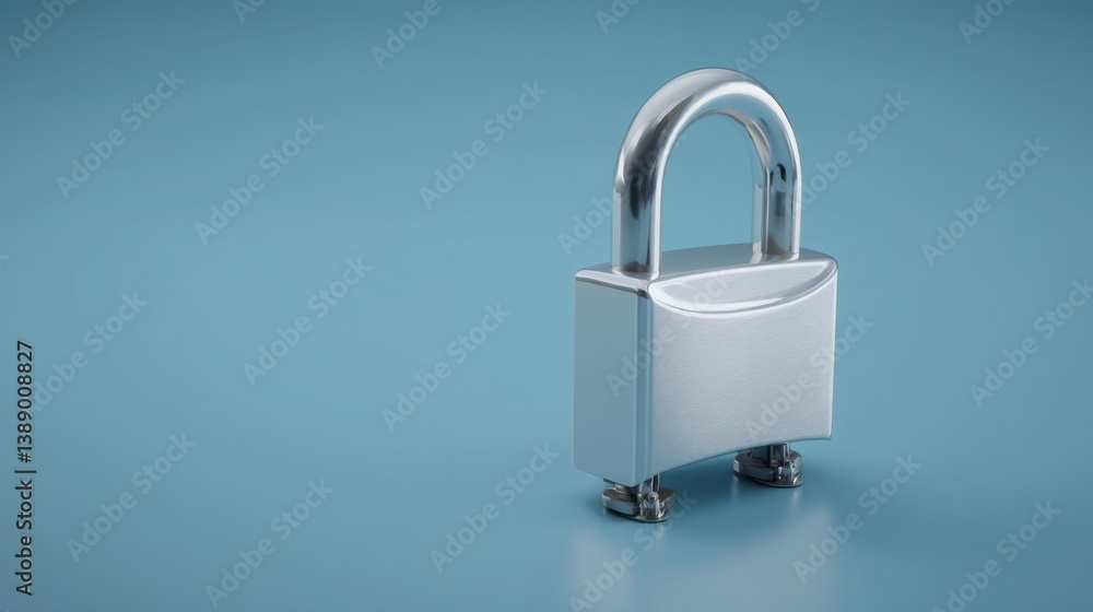 Poster classic 3d representation of a padlock signifying security and protection of information in a financ