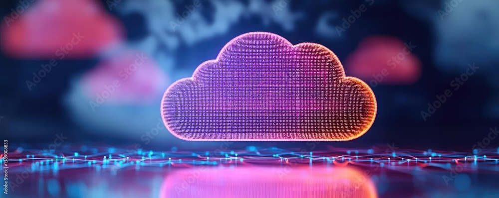 Poster cloud server intelligent innovation driving global systems concept. stylized cloud icon representing