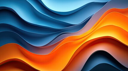 Abstract Gradient Background Featuring Smooth Transition of Orange to Cool Blue Radiant Colors 