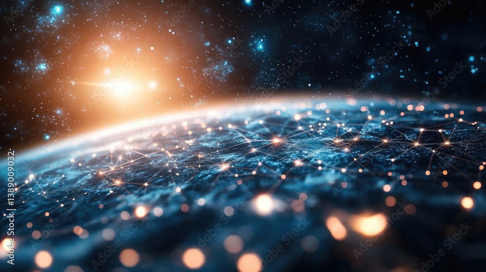 Poster cloud server intelligent innovation driving global systems concept. a stunning view of earth from sp
