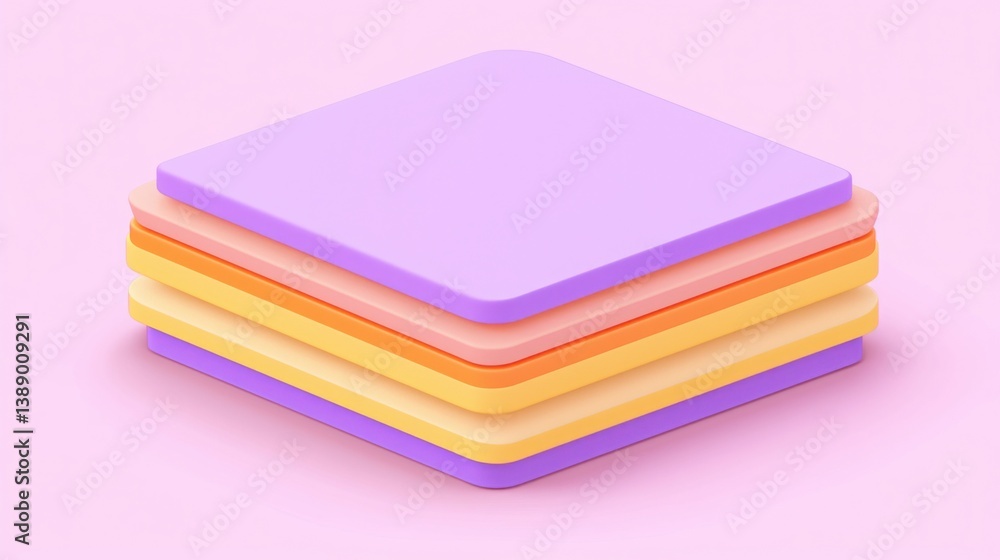 Poster vibrant stack of colorful squares representing energy layers and dynamics in a modern graphic design