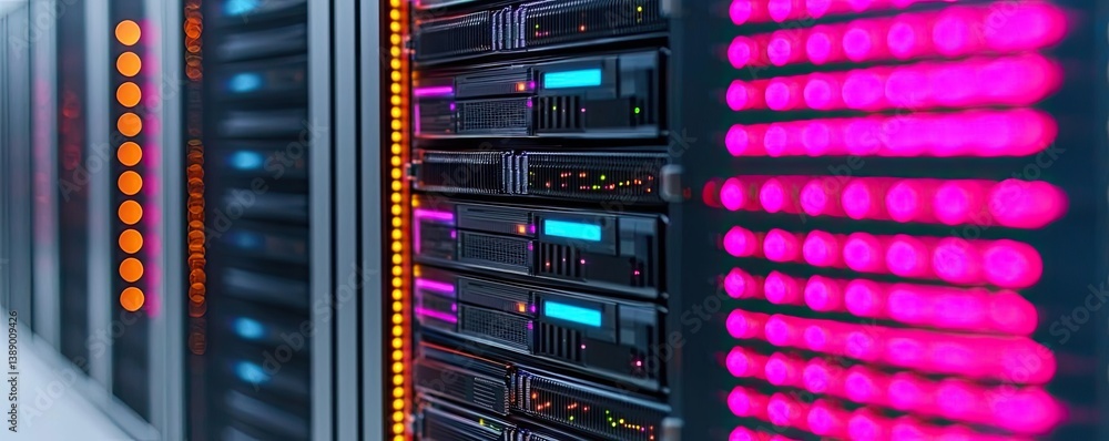 Aufkleber clouds server intelligent glowing system driving globalization concept. close-up of server racks wit