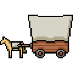 pixel art of horse cariage transport