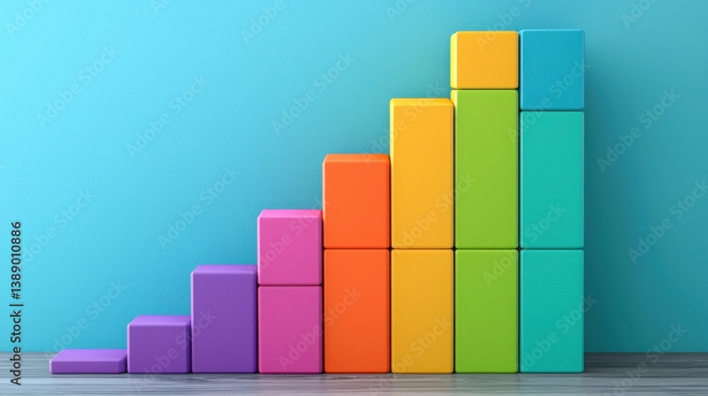 Aufkleber colorful stack of blocks forming abstract business chart in 3d puzzle design showcasing creativity a