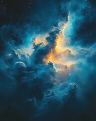 Fototapeta premium Celestial tapestry of cosmic clouds and stardust shimmering in ethereal light a breathtaking view of space