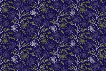 seamless continuous line flower pattern with minimalist floral sketches for fabric pillow cover and wrapping paper design

