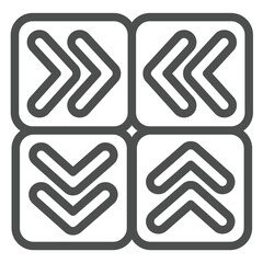 Obraz premium Signboard with road direction arrows line icon, making road concept. Vector graphics. Traffic road signal lamps, board sign on white background, outline style icon for mobile or web design.