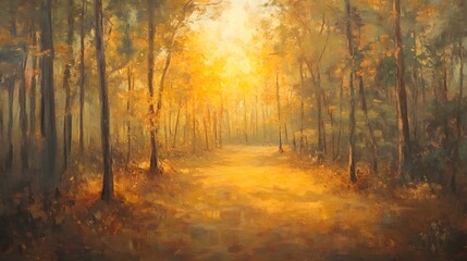 Fototapeta premium Golden Autumn Forest Path (1)