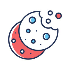 A flat outline style icon of chocolate cookies