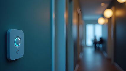 High resolution photostock image showcasing AI-powered fall detection technology, enhancing senior safety with intelligent monitoring systems.