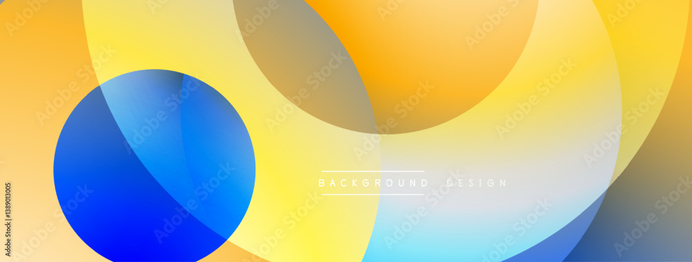Aufkleber Bright overlapping circles create abstract composition. Warm, cool colors blend seamlessly. Modern design, simple shapes, gradient effect.