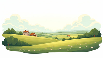 Explore our flat elegant depiction of pastoral scenery, showcasing picturesque countryside views and detailed textures for premium stock imagery.