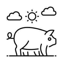 Pig vector outline icon. EPS 10 file