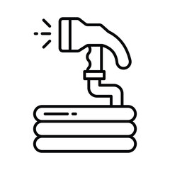 Hose Pipe vector outline icon. EPS 10 file