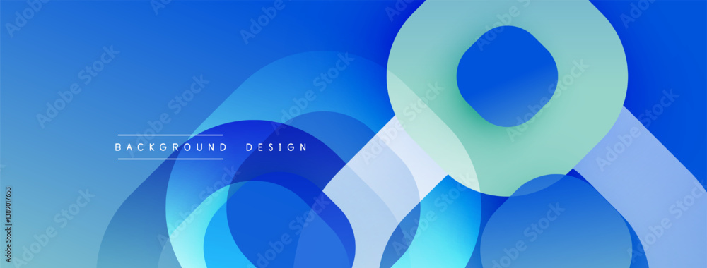 Aufkleber Blue abstract design. Overlapping shapes create dynamic composition. Smooth gradients, modern aesthetic. Minimalist style, vibrant colors.