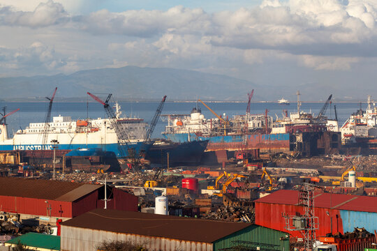 Turkey - May 04 February ,2014: Ship recycling industry in Turkey, Izmir, Turkey. Turkey' s largest industrial zone in Izmir ship recycling. Aliaga