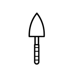 Outline icon of a garden hand trowel tool in minimal black and white design