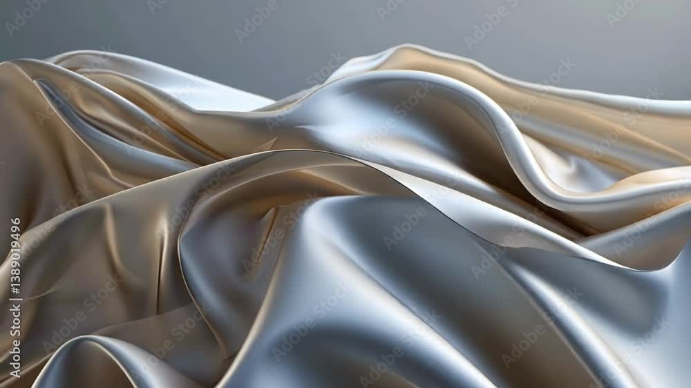 Poster elegant and modern abstract design featuring smooth, flowing waves in soft beige and cream tones, cr