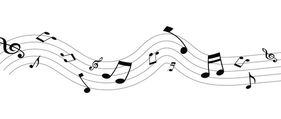 Music notes waves on a white, Curve musical signs, sound wave line symbol in eps 10.