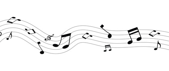 Music notes waves on a white, Curve musical signs, sound wave line symbol in eps 10.