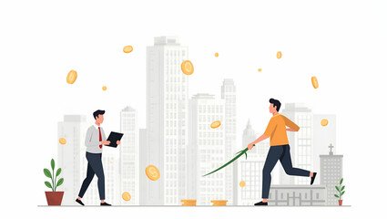 Flat Intricate Stock Imagery: Visualizing Trade War Impacts on Recession Risks and Economic Instability for Financial Publications