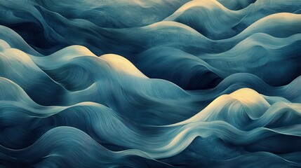 Obraz premium Abstract ocean waves in motion - serene flowing lines and tranquil blue hues