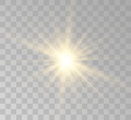 Transparent yellow sunlight special lens flash light effect. Front solar flare lenses	