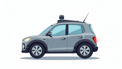 Revolutionizing Urban Transport: A Flat Vector Illustration of AI-Driven Self-Driving Cars with Advanced Sensors and Intelligent Navigation for Enhanced Safety