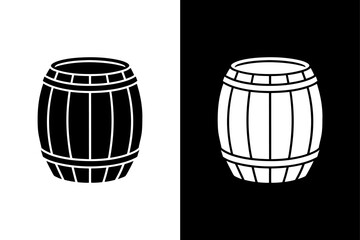 Old Wooden Barrel Icon Minimalist Vector Silhouette.