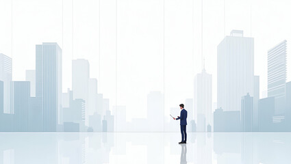 Fototapeta premium Flat Present an elegant wallpaper design capturing borderless banking innovation with extensive empty space and refined digital motifs that communicate secure corporate payment gateways transformative
