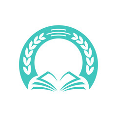 Academy and Education Logo With Books and Wheat Ornament