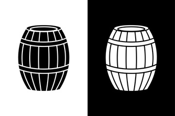 Old Wooden Barrel Icon Minimalist Vector Silhouette.
