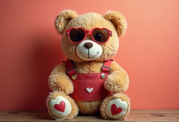 Retro Romance: A Playful Lovesick Teddy Bear Backdrop Featuring Charming Accessories, Ideal for Vintage-Themed Parties, Sweetheart Celebrations, and Creating a Nostalgic, Heartwarming Ambiance.

