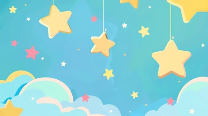 Obraz premium Children's Day Star Background: Lighting up Children's Fantastical World Full of Imagination with the Glittering Stars