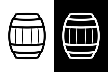 Barrel Vector Clipart Bold Silhouette in Black and White.