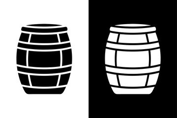 Rustic Barrel Vector Icon Flat Black & White Design.