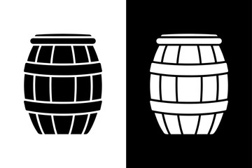 Black and White Barrel Icon Simple Silhouette Vector Art.