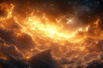 Fiery Cosmic Cloudscape.