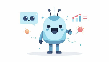 Fototapeta premium Flat Advanced AI System: Self-Regulation with Continuous Feedback Integration for Efficient Process Management - Cute Vector Illustration of Smart Business Tone