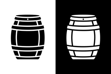Wooden Barrel Silhouette Monochrome Vector Icon Download.
